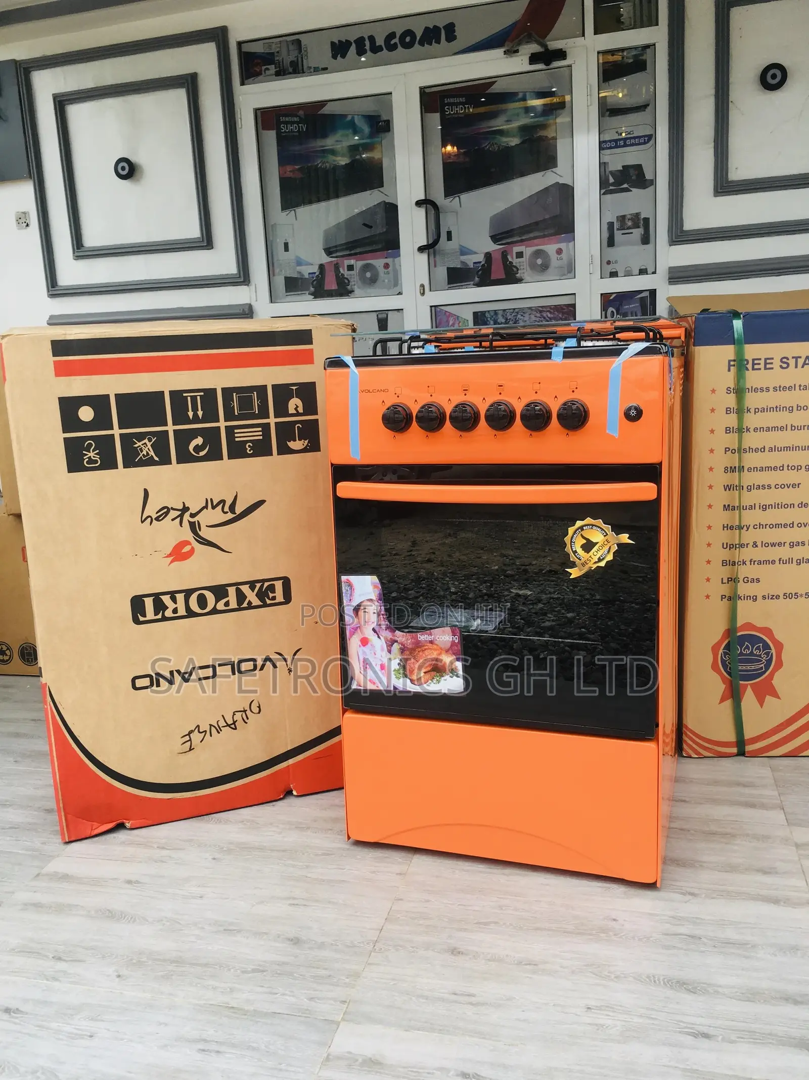 Volcano 4BURNER Gas Oven With Grill Orange