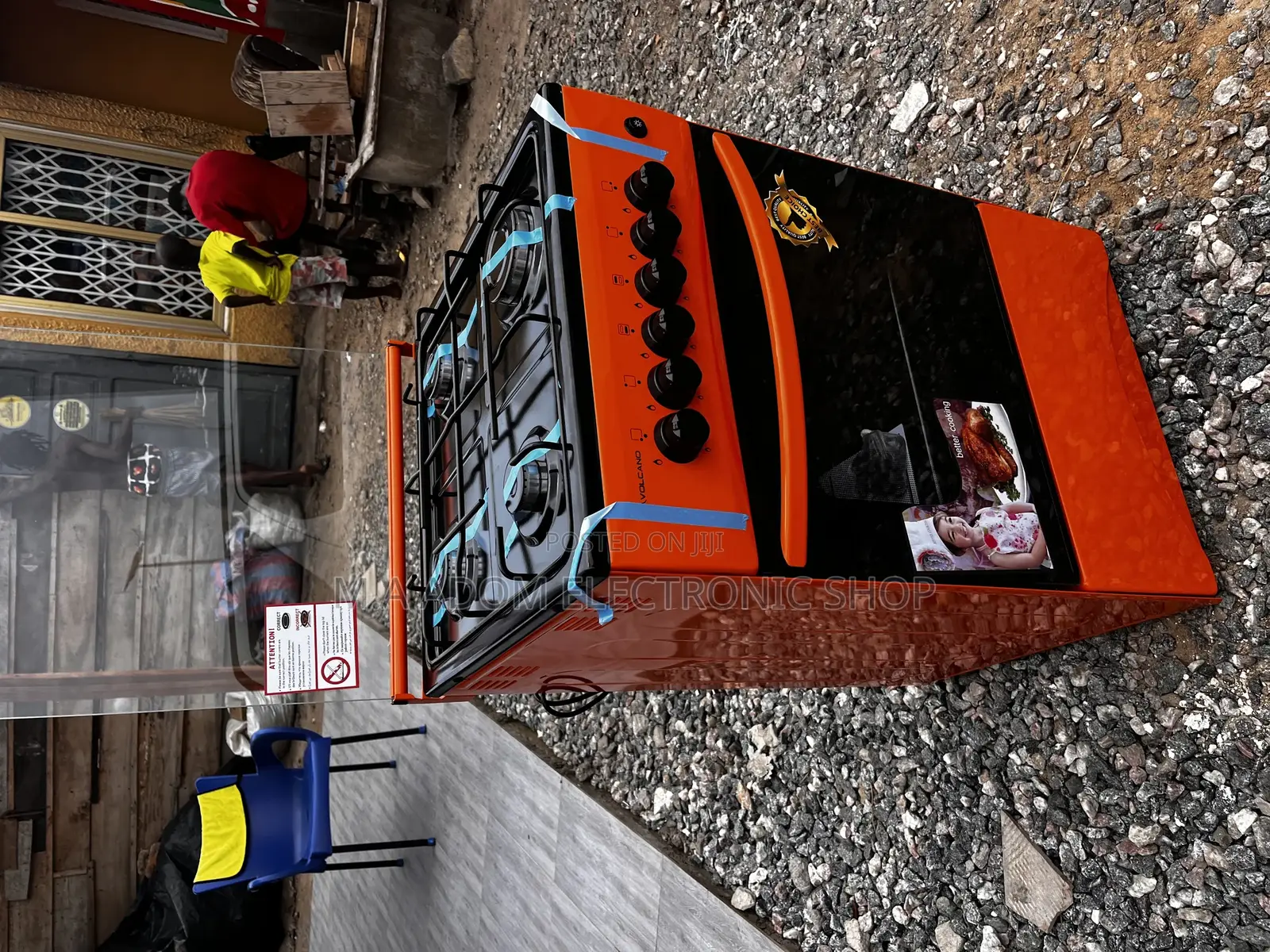 Shiny Orange Volcano Gas Burner With Oven,Grill 50×50