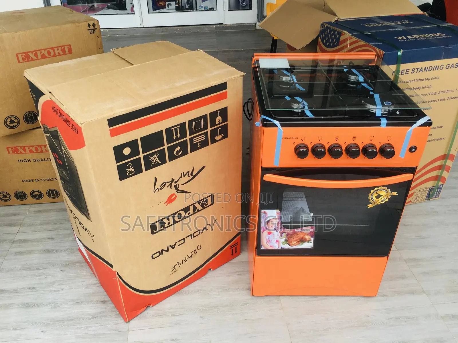 Orange Volcano 4 Burner Gas Oven With Grill