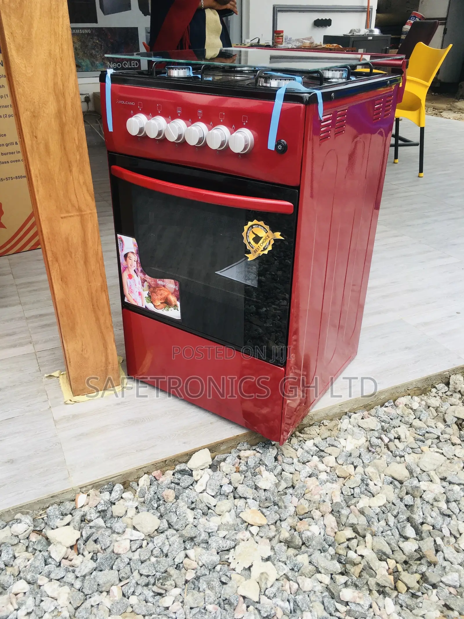 Volcano 4BURNER Gas Red Oven With Grill