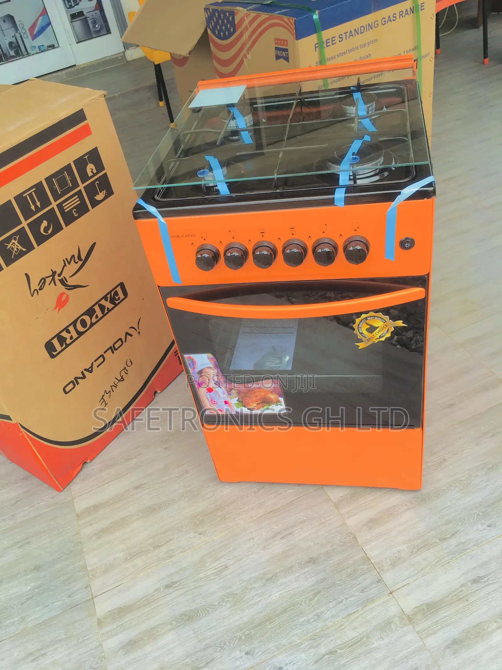 Orange Volcano Gas Cooker Oven Grill