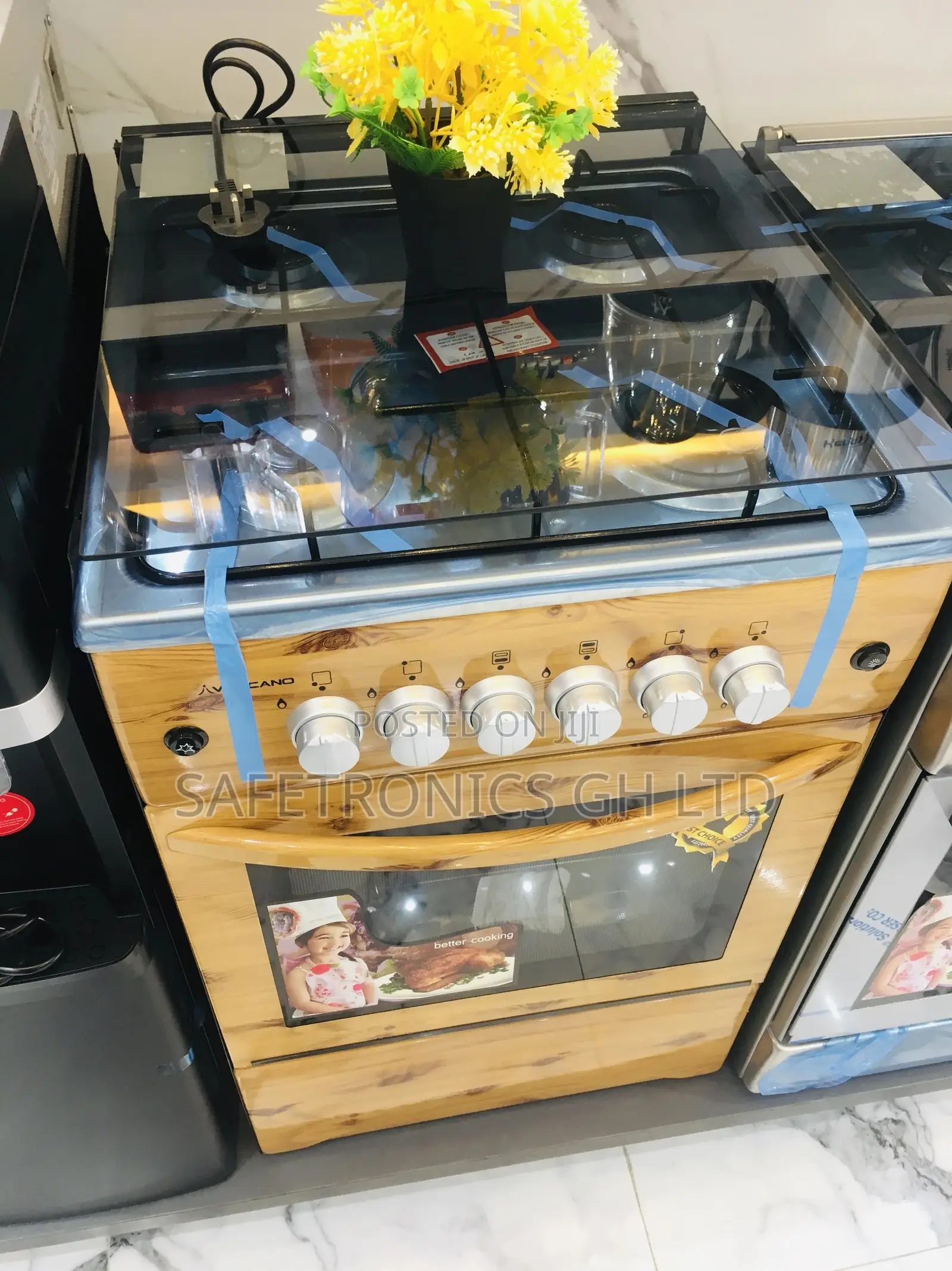 4 Burner Gas Light Wooden Oven With Grill