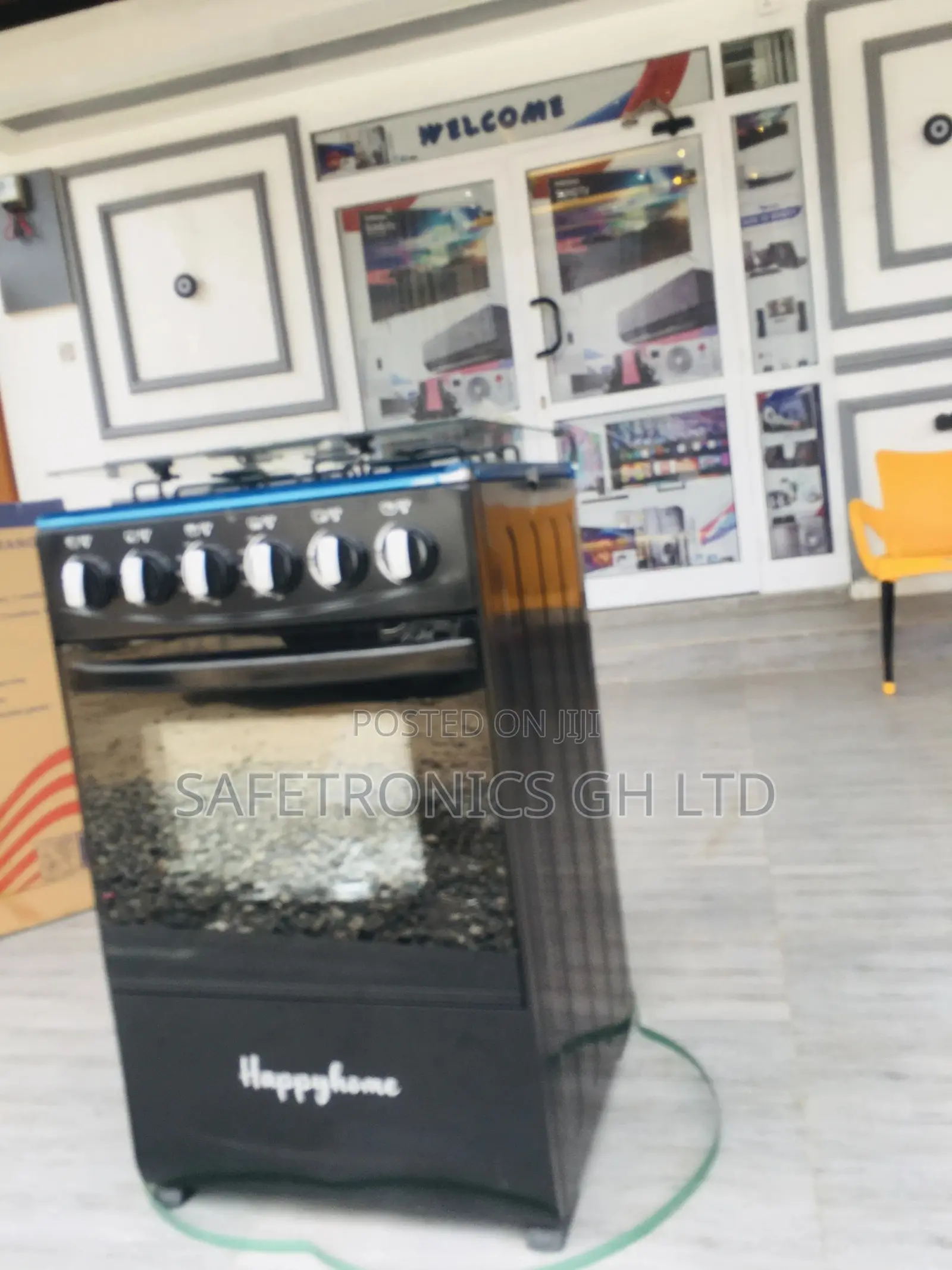 Black Happy Home 4 Burner Gas Oven Grill