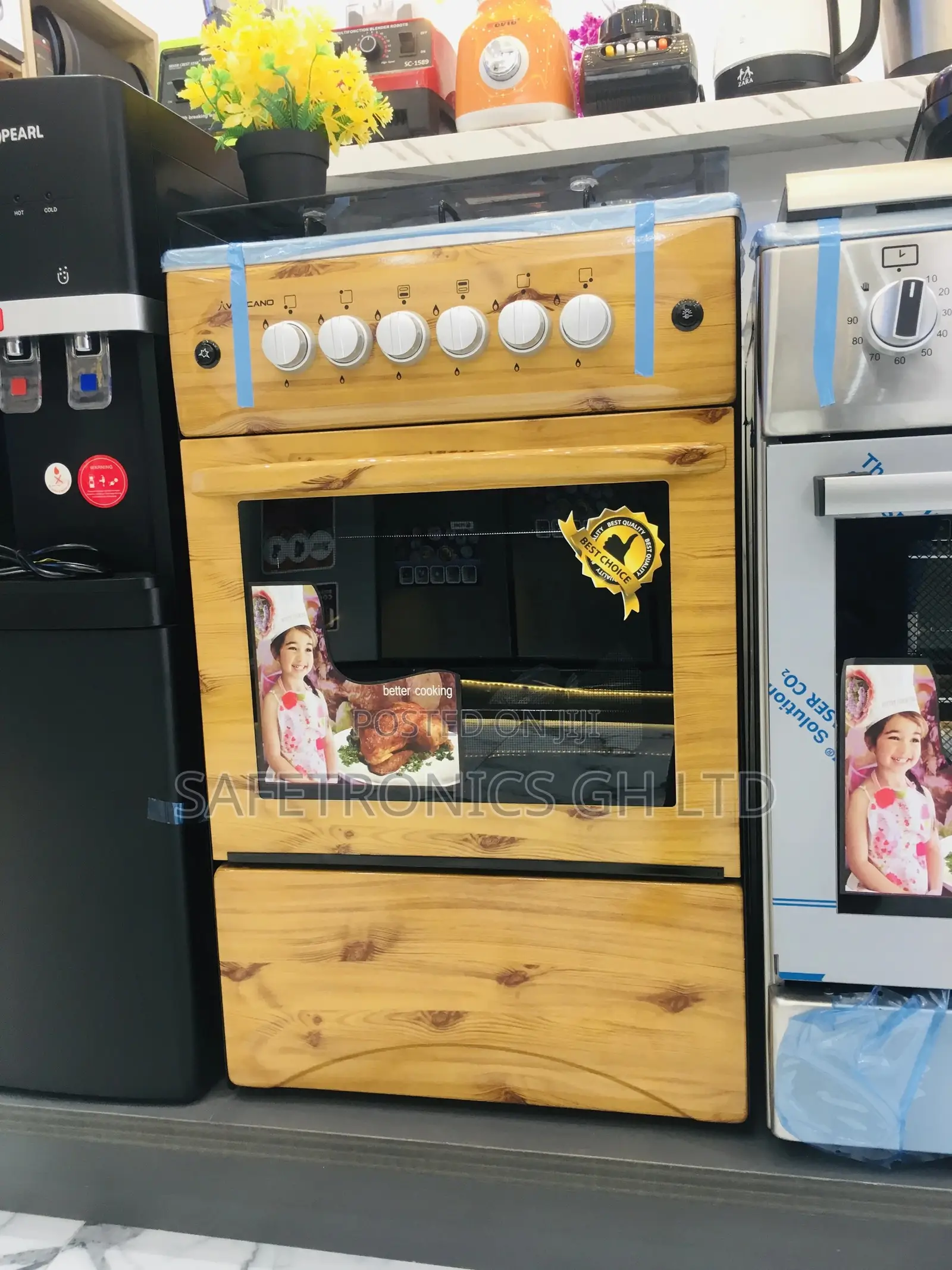 4 Gas Burner Oven With Grill Volcano Light Wooden