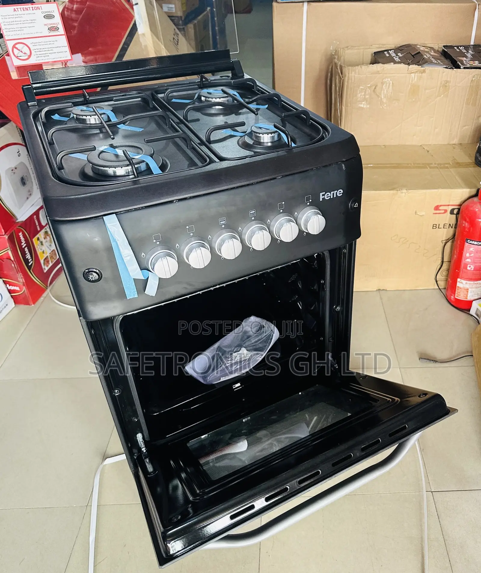 4 Gas Burner, Oven and Griil, Lamp/Light Inbuilt 50x50 Ferr