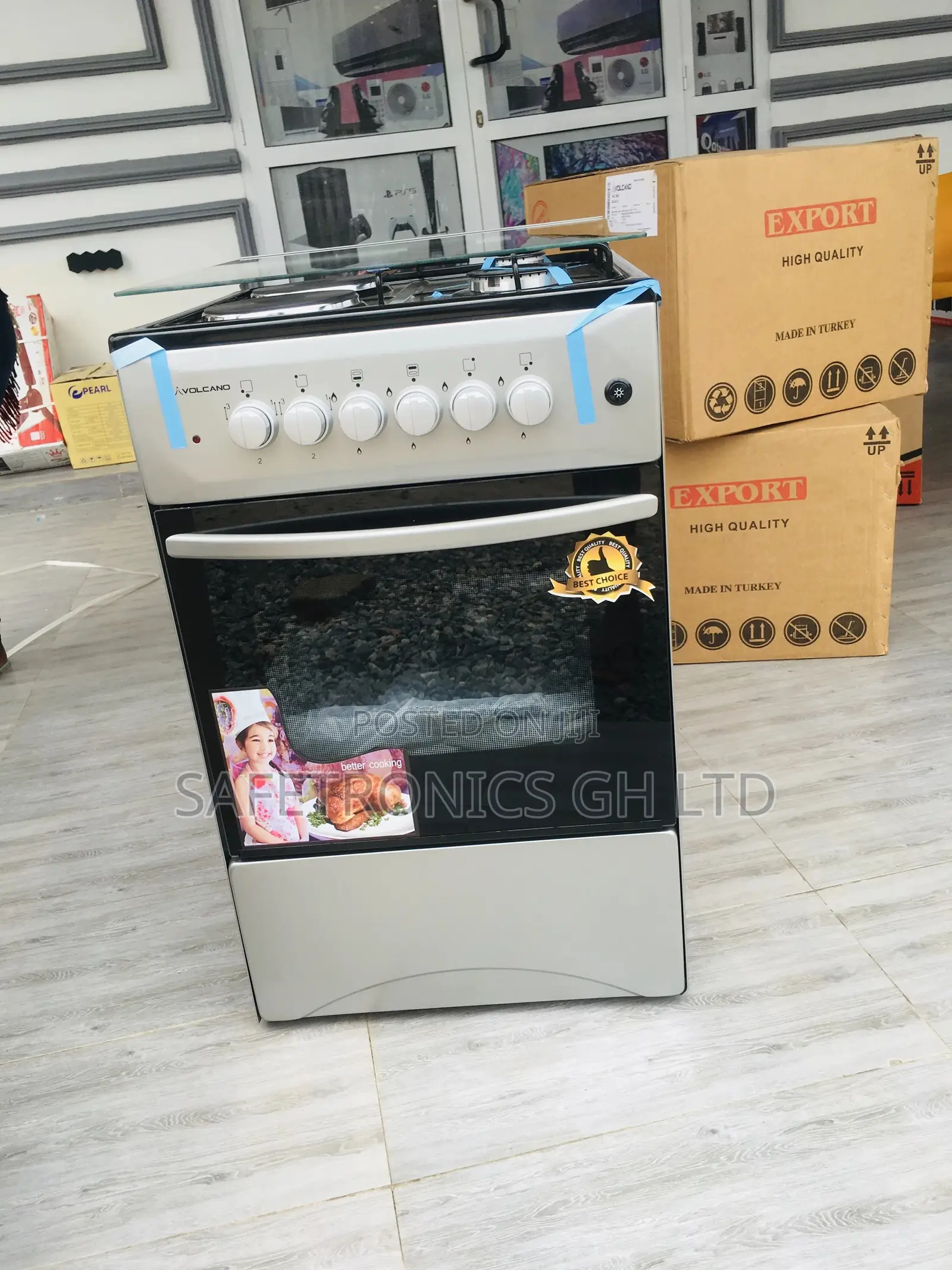 Sliver Volcano 2 Gas 2 Electric Burner Cooker Oven With Gril