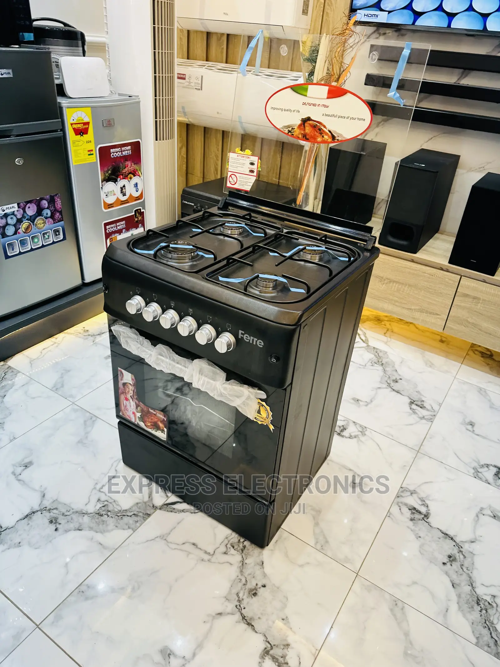 Black 4burner Gas Stove Smart Ferre Oven Rotisserie