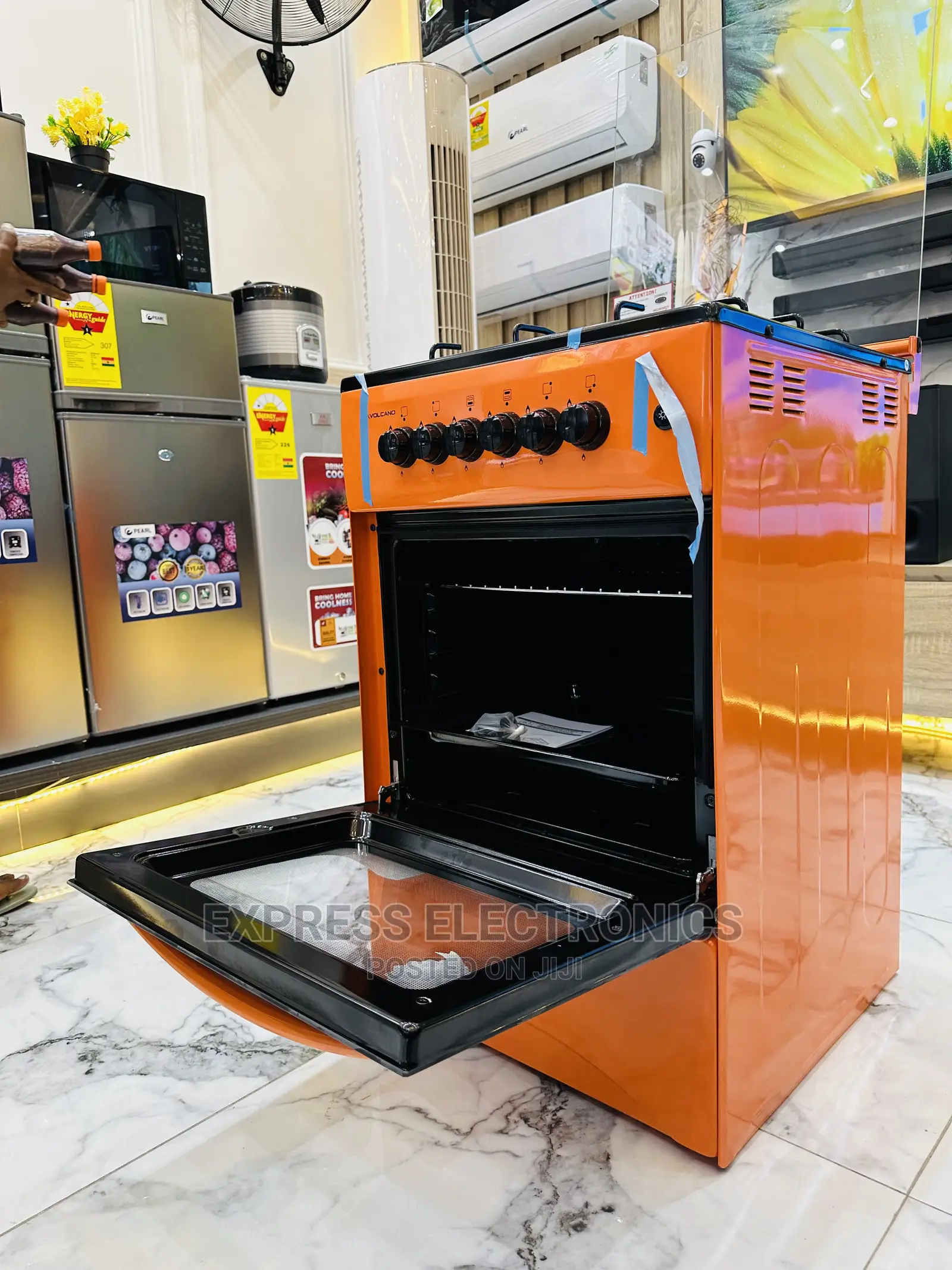Orange Gas Cooker Excellent Powerful Oven Grill 4burner