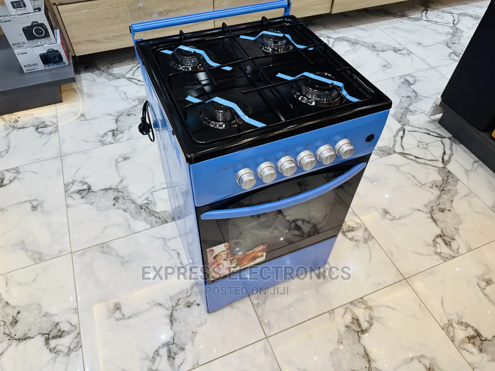 Blue Volcano Gas Cooker Inbuilt Light Switch Oven Stove
