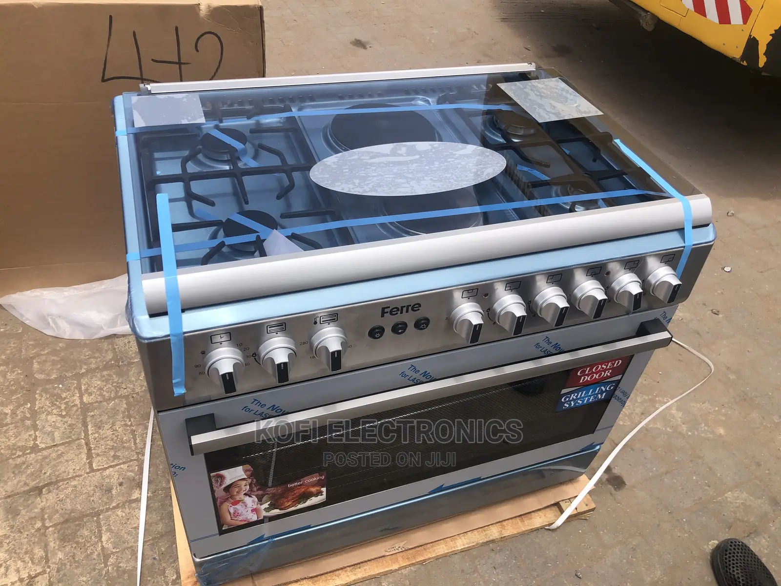 2 Electric Silver Inox Ferre 6 Burner Gas Cooker