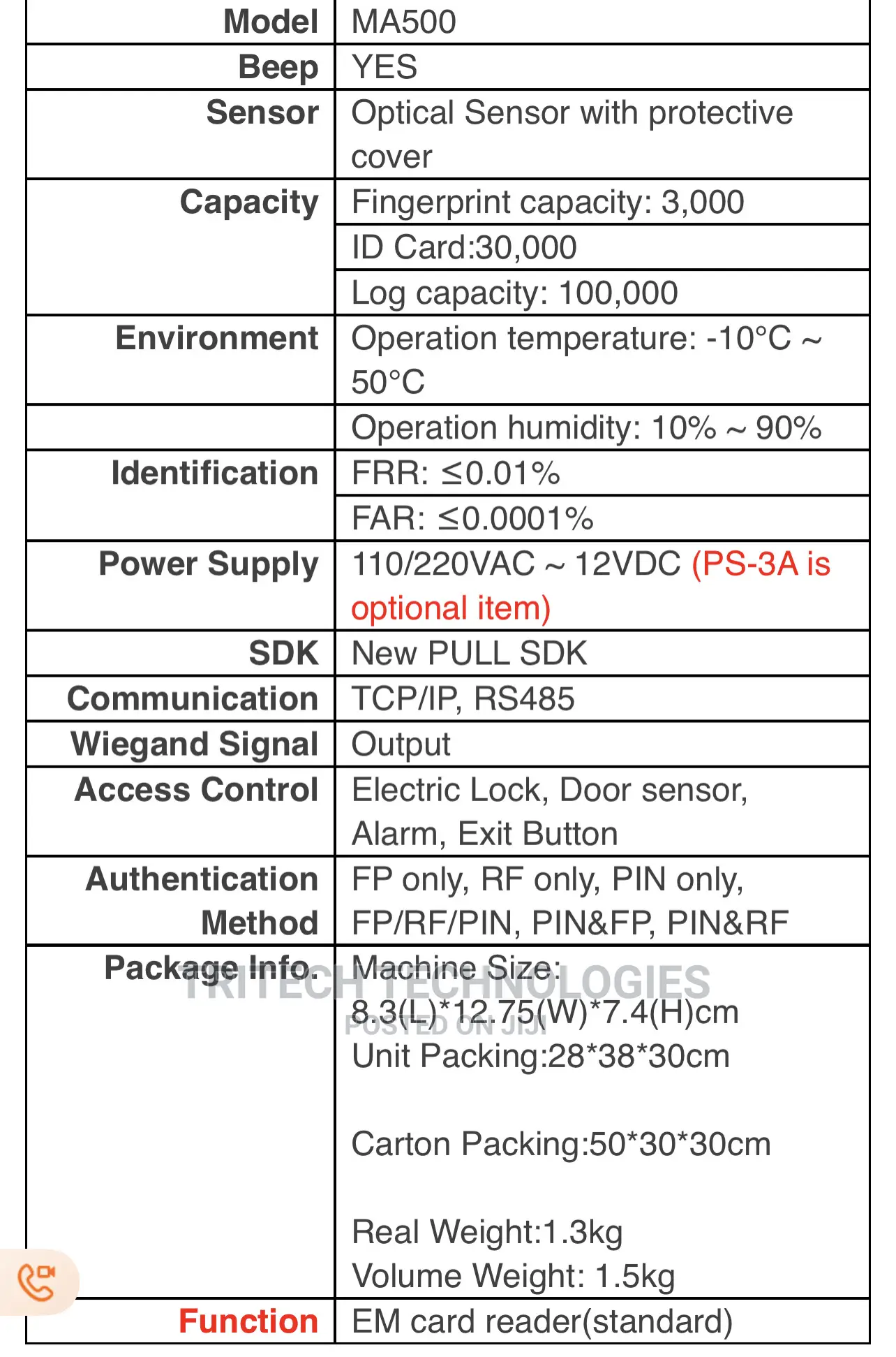 Zkteco Ma500 Access Control