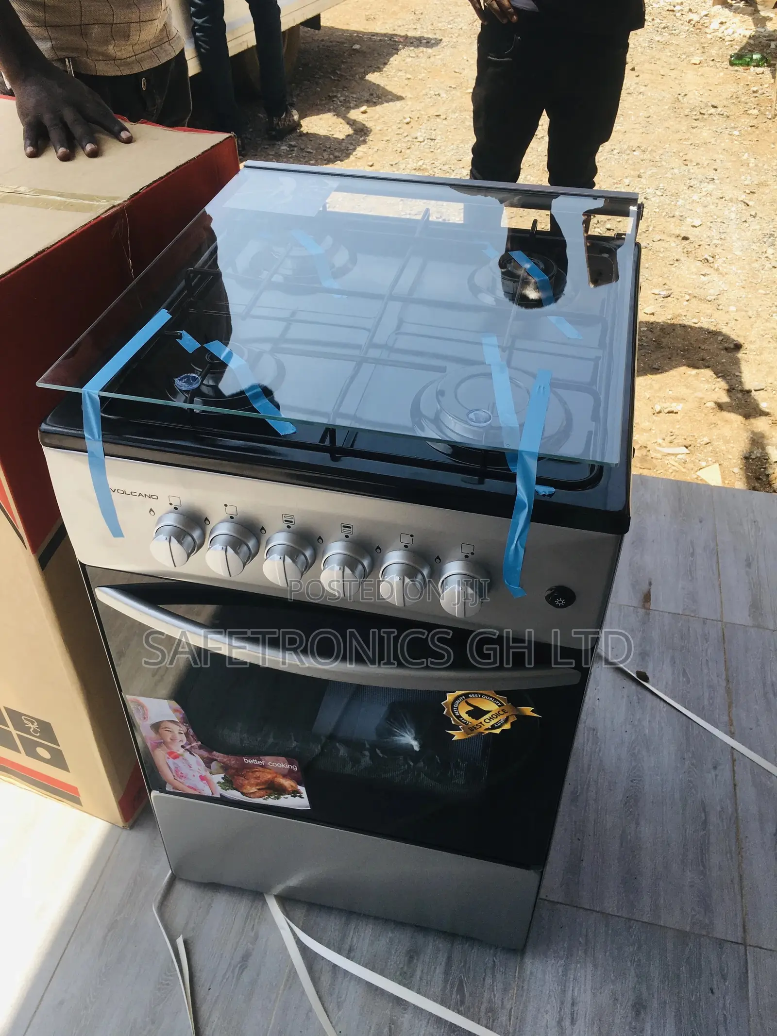 4 Burner Gas Cooker 50×50 Oven and Grill Sliver Volcano