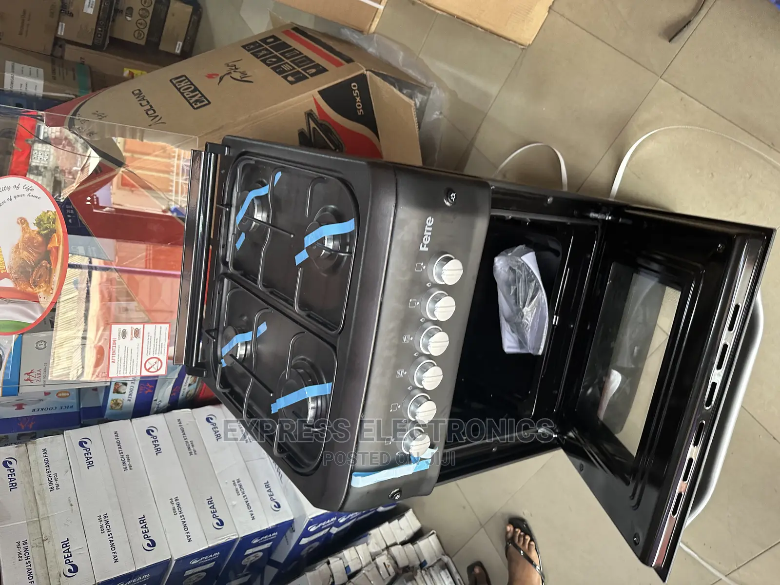 Get Discount on Smart 55/50 4burner Black Gas Cooker Oven