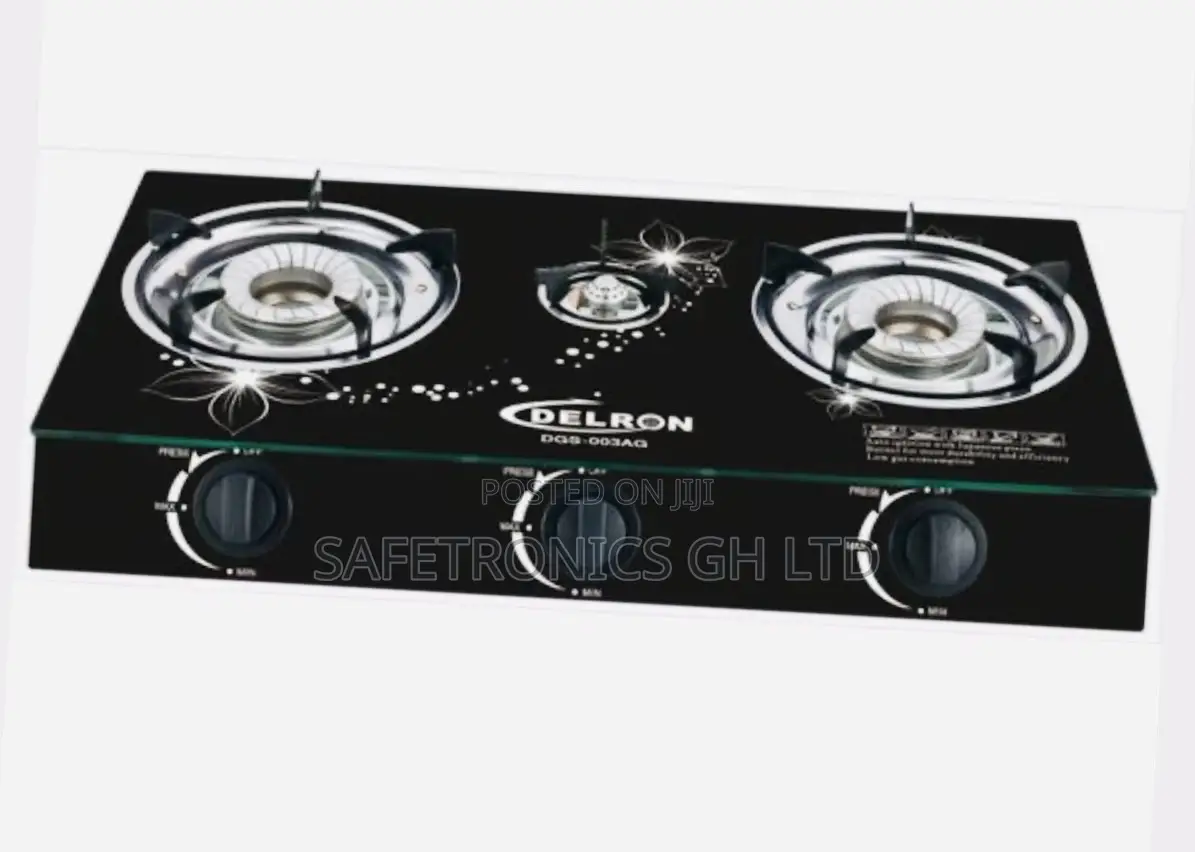 Delron 3-Burner Glass Table Top Automatic Stove