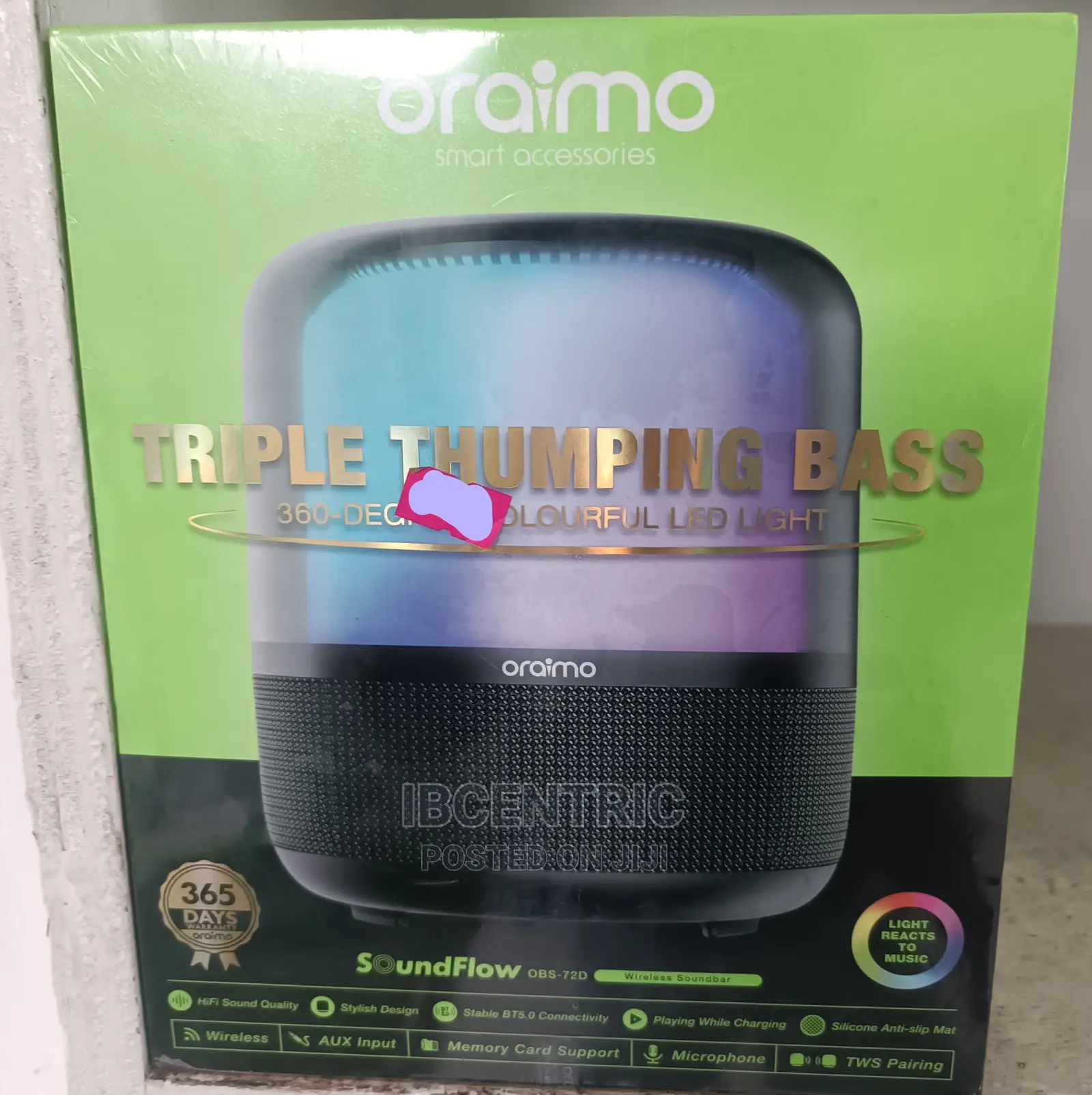Oraimo Colourful Light Triple Bass Wireless Speaker