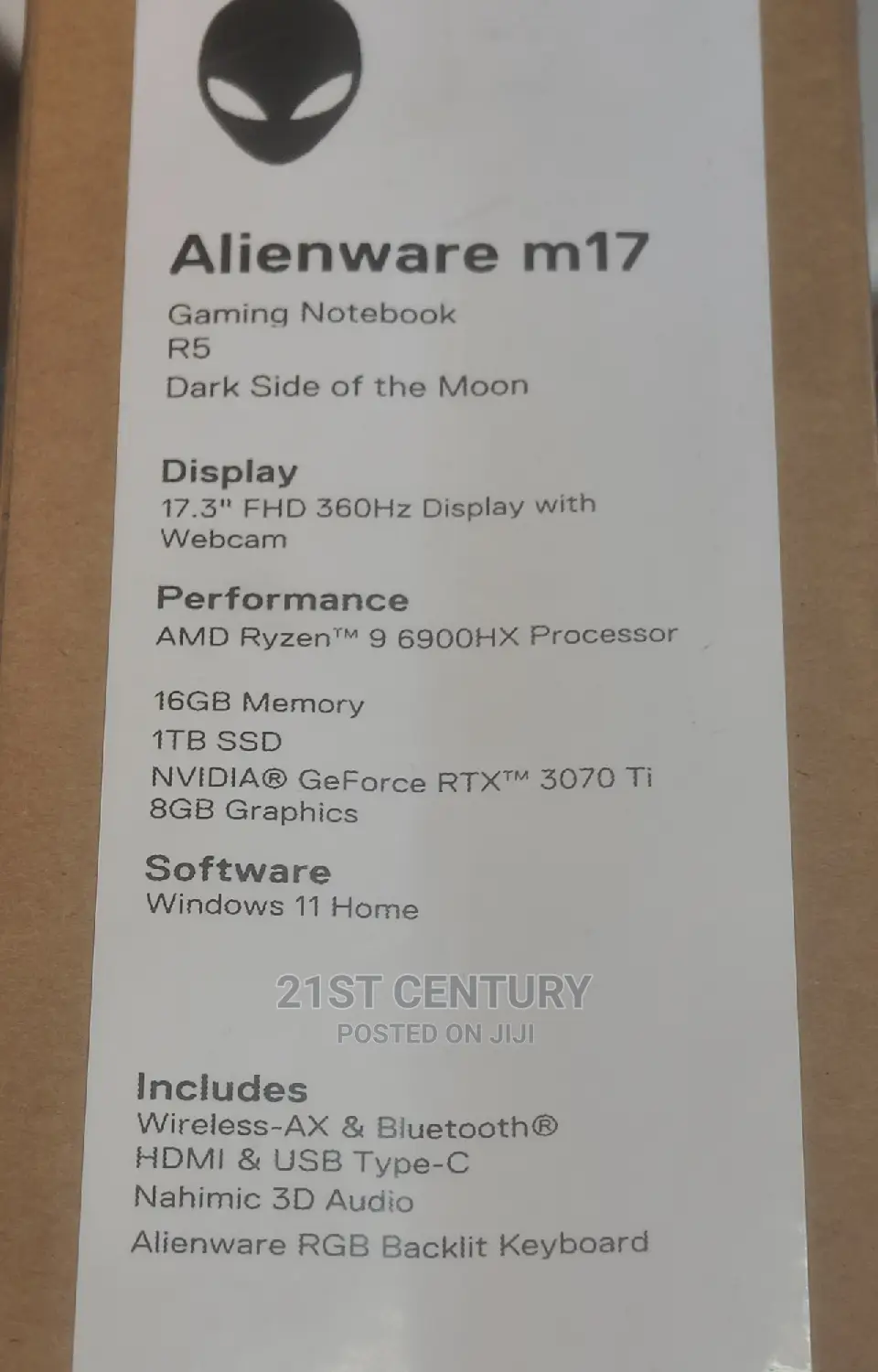 New Laptop Dell Alienware M17 R5 16GB Intel Core I7 SSD 1T