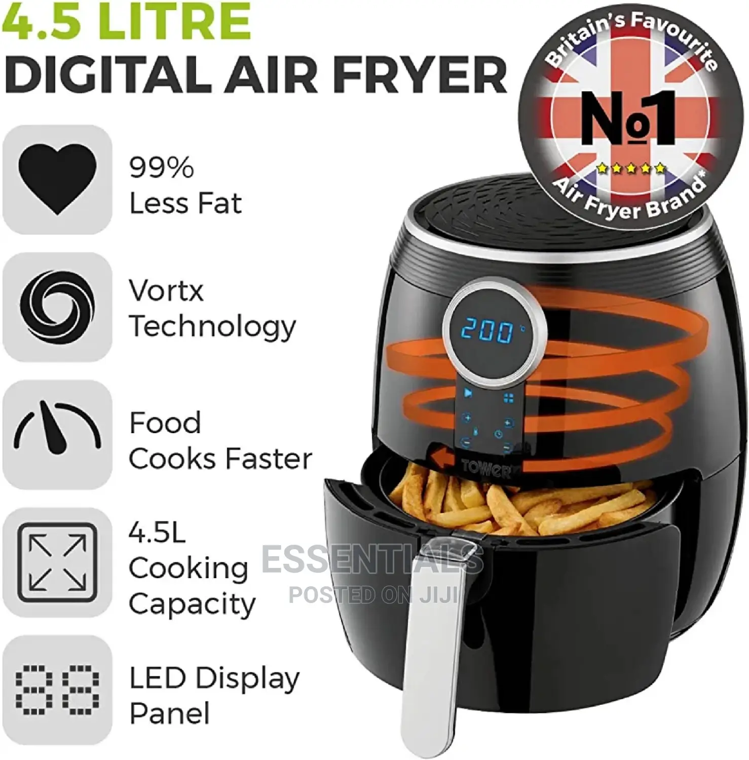Tower Digital Air Fryer Oven Rapid Air Circulation 4.5 Litre
