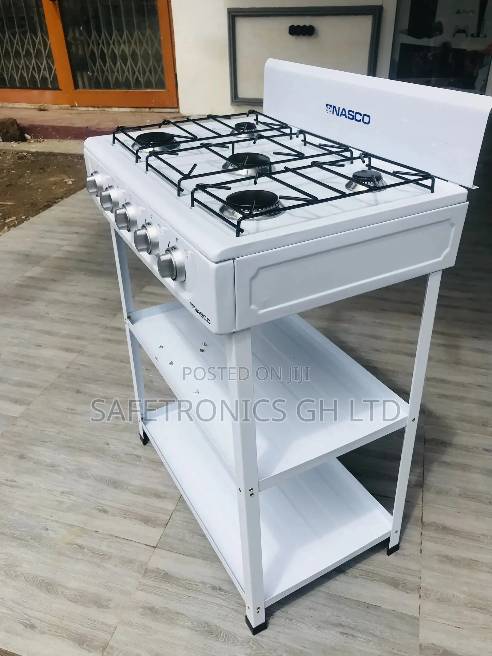 Nasco 5 Burner Stainless Stove With Shelves – Stainless