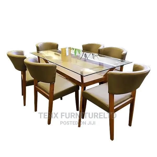 Dining Set 6 Seater With Leather Uphostered