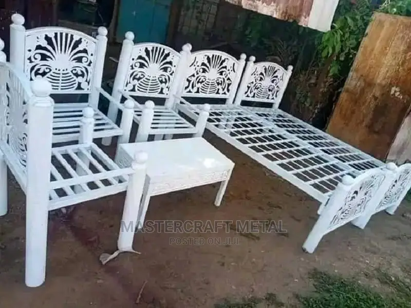 Metal Bed Frames With Chairs and Table