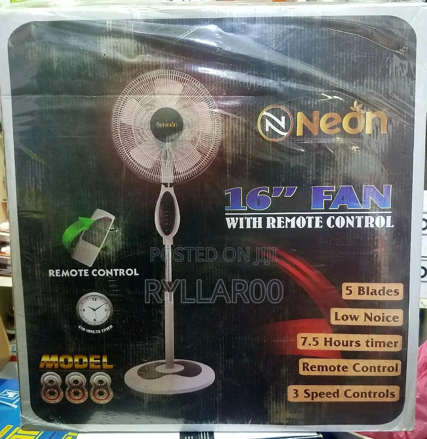 Neon Remote Control Standing Fan