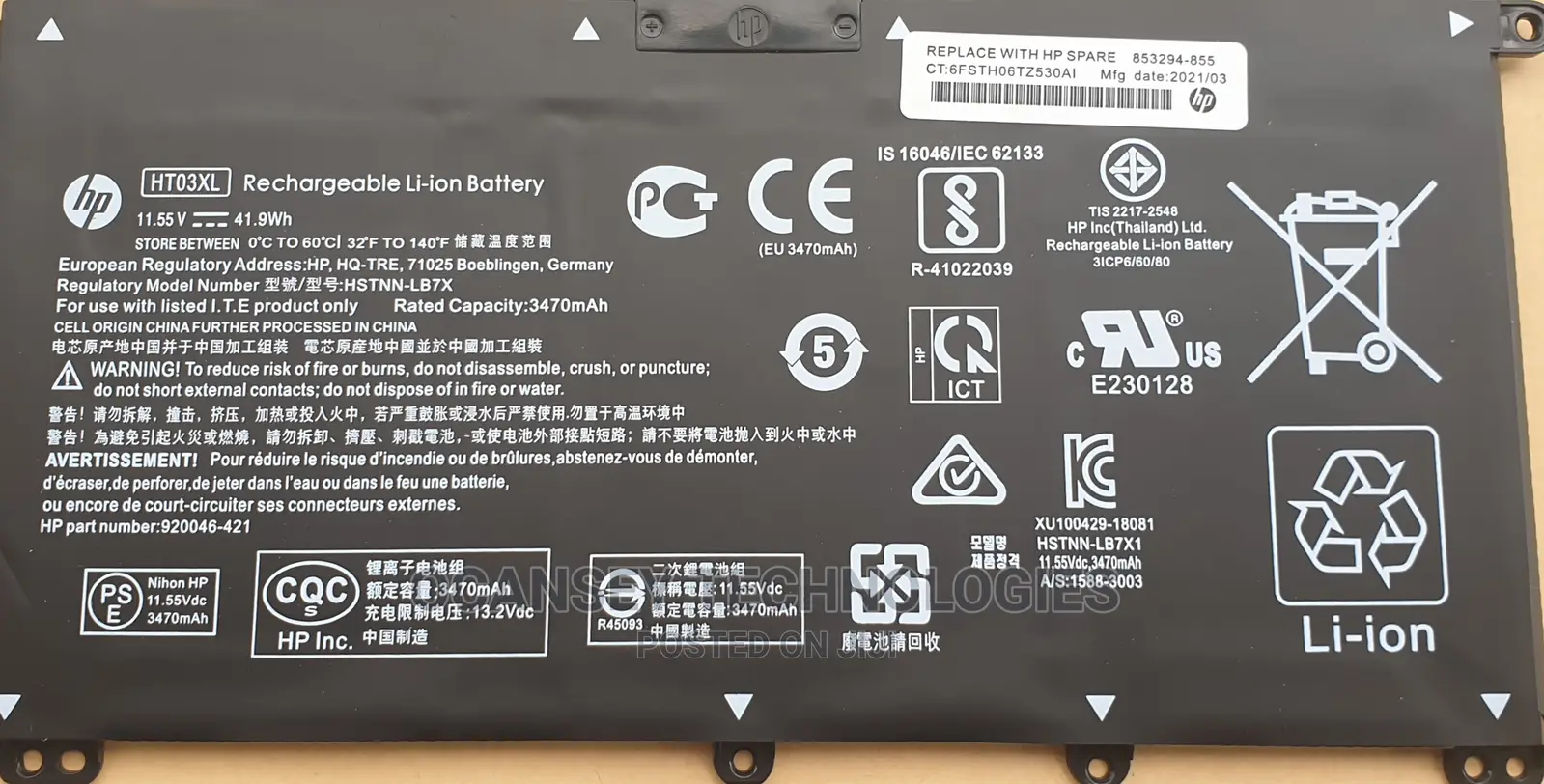 Original New Hp Ht03xl Battery for 250 G7 Pavilion 15-Cs