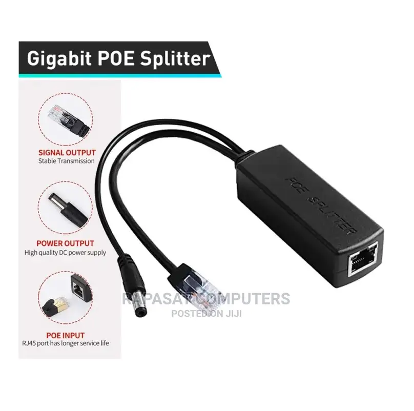 Poe Splitter 48-12v for Surv Cam, Wirelss Access Pt, Voip Ph