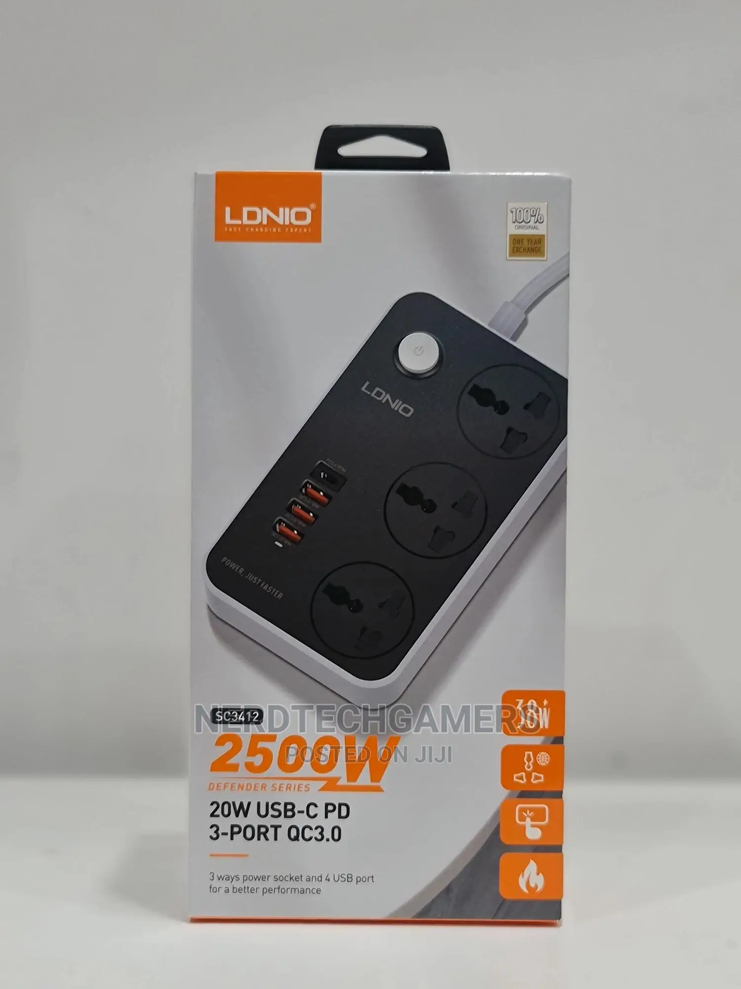 Ldnio SC3412-2 3 Socket, USB-C PD 20W And 3 Port QC3.0