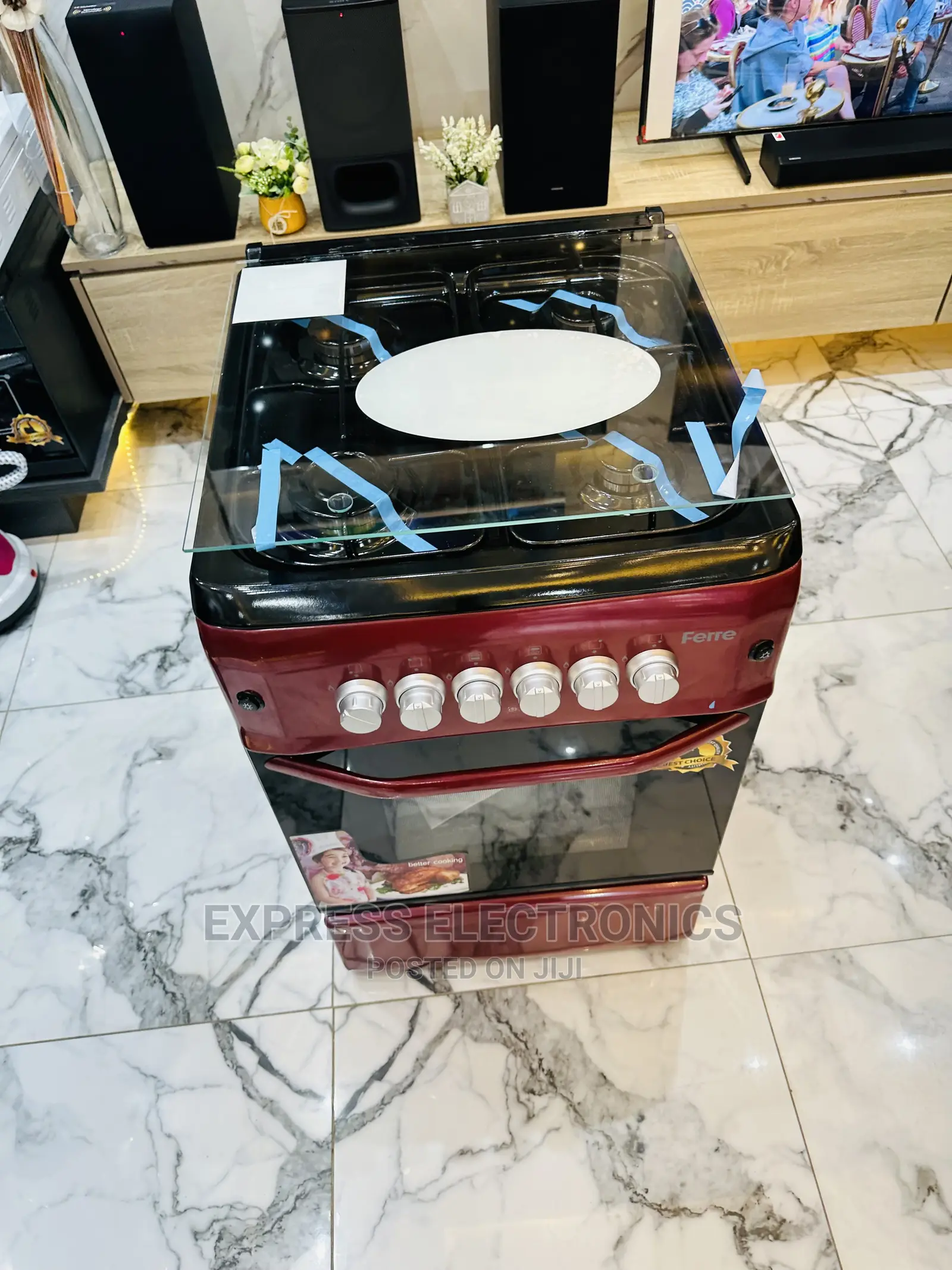 Free Standing Red Gas Cooker Oven Grill 4burner 50/55