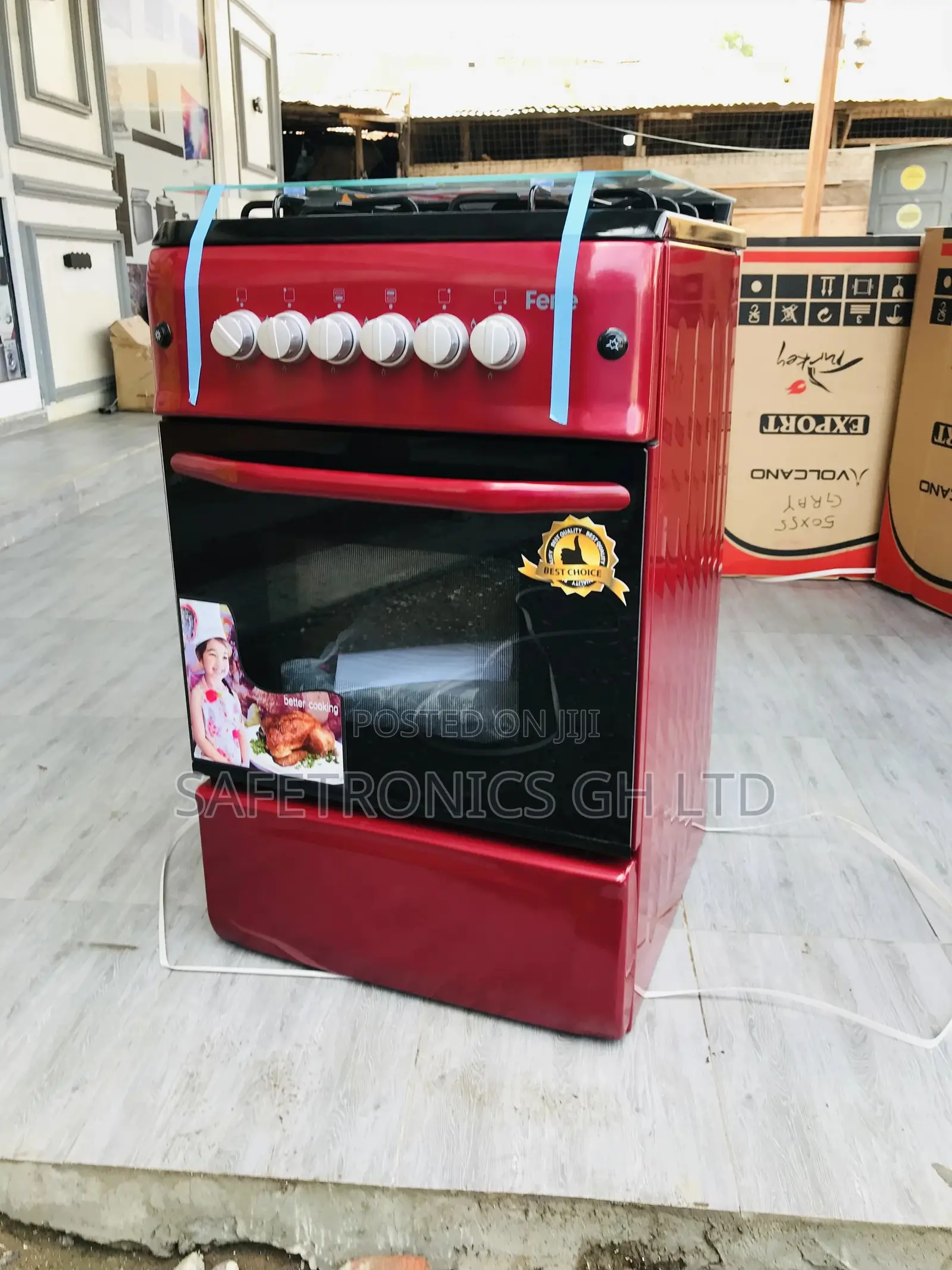 Genuine Red Ferre Oven With Grill 50x55 4 Gas Burner