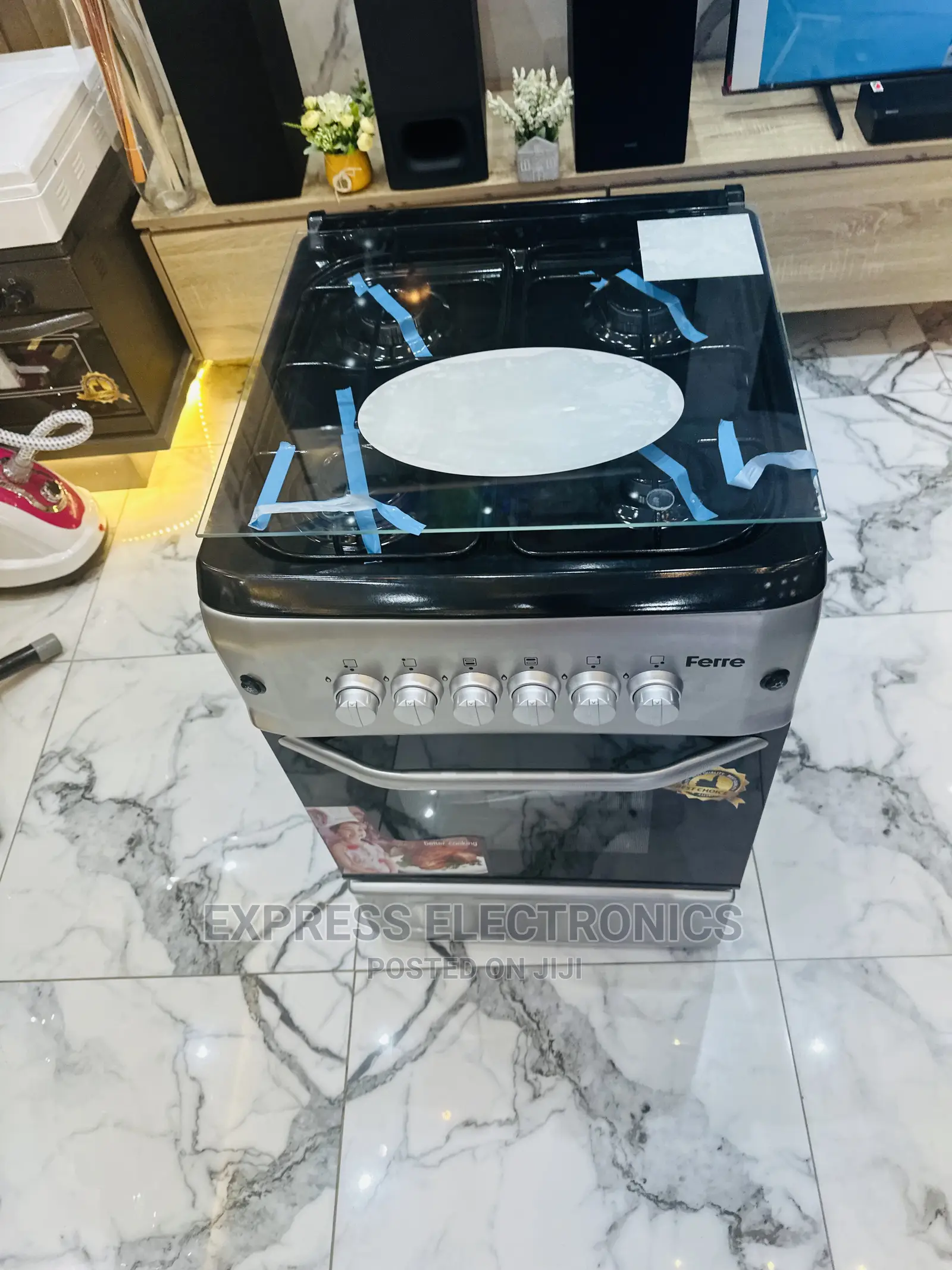 Auto Ignition Gas Cooker 4burner 55/50 Oven Grill Grey Color