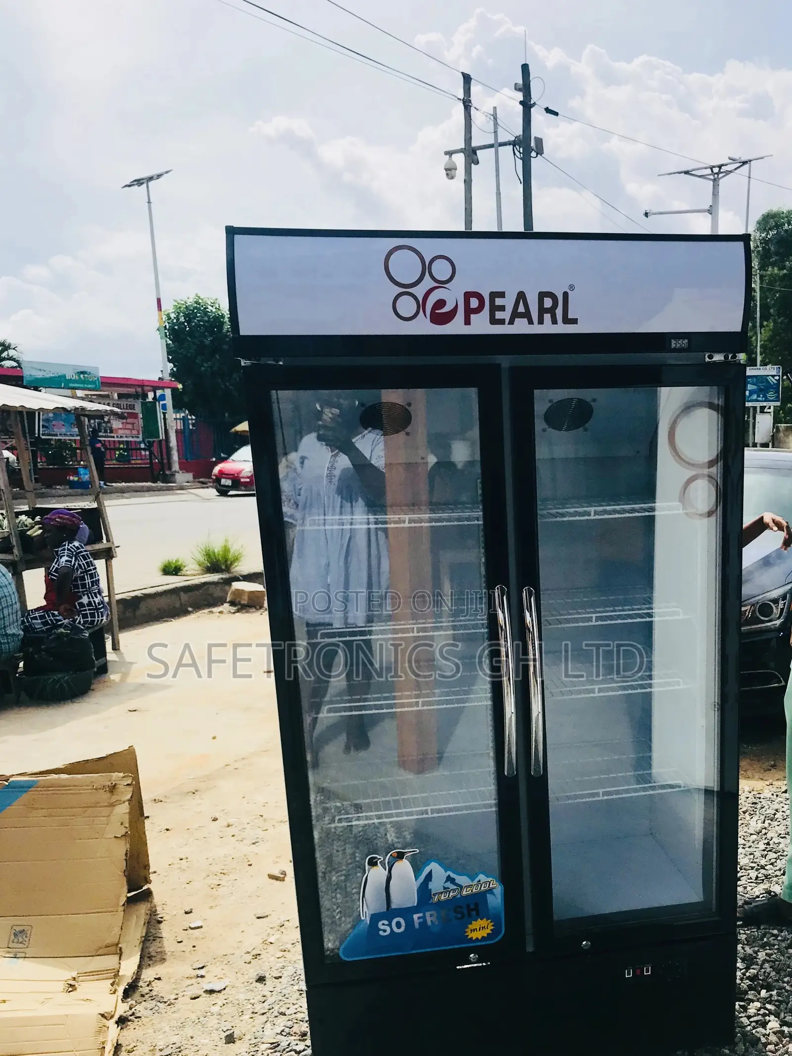 Available PVC-74 Double Display Door Fridge Pearl