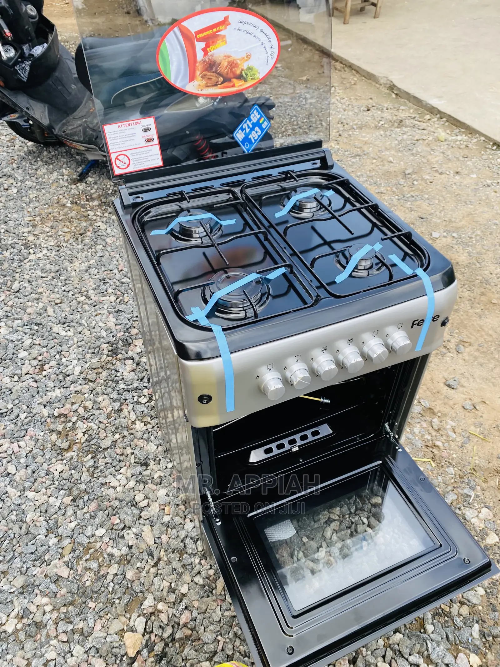 4-Burner Ferre Auto Ignition Cooker(Gray Color).