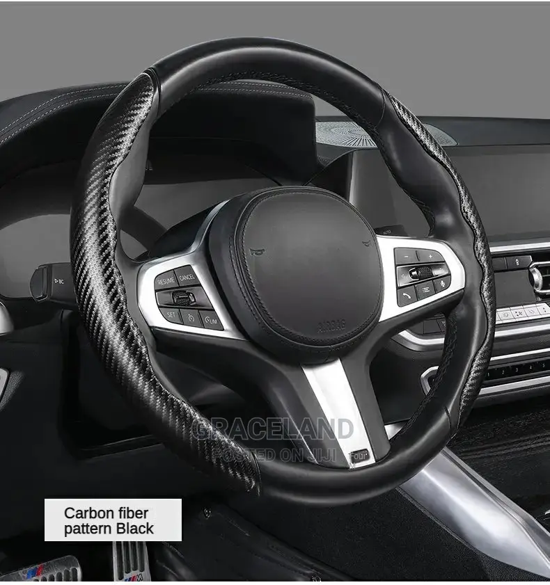 Ultra Thin Carbon Fiber Car Steering Wheel Cover 38cm/15inch