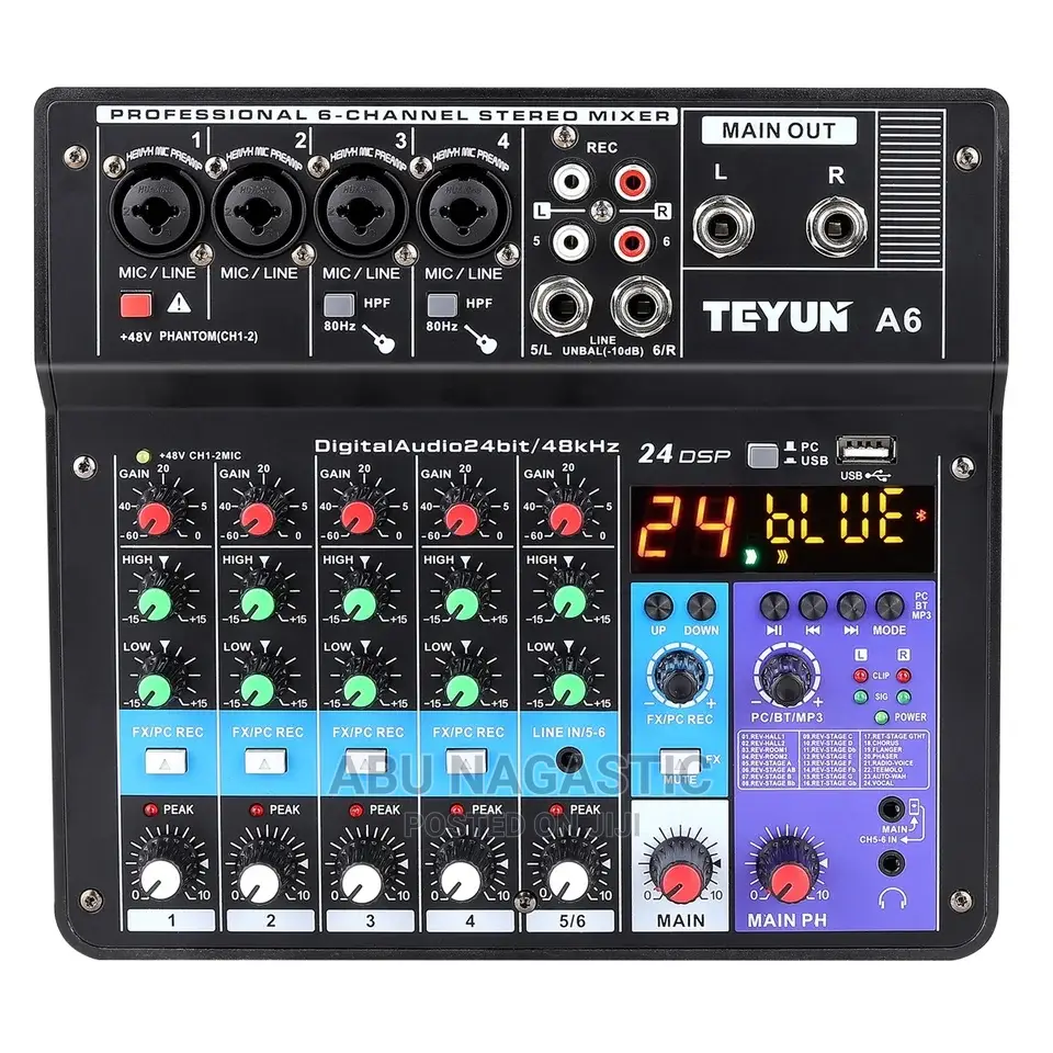 Portable 6 Channel Audio Mixture