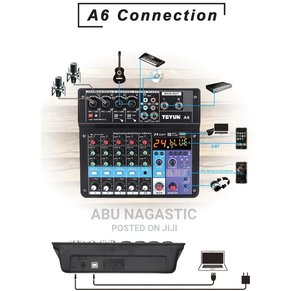 Portable 6 Channel Audio Mixture