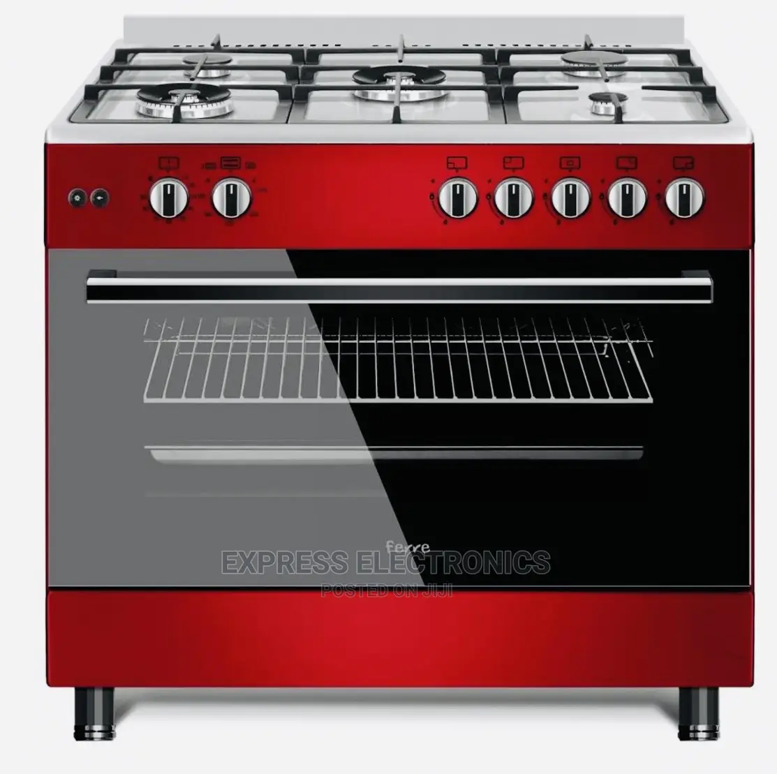 Free Standing Red 5burner 60/90 Gas Cooker Oven Grill