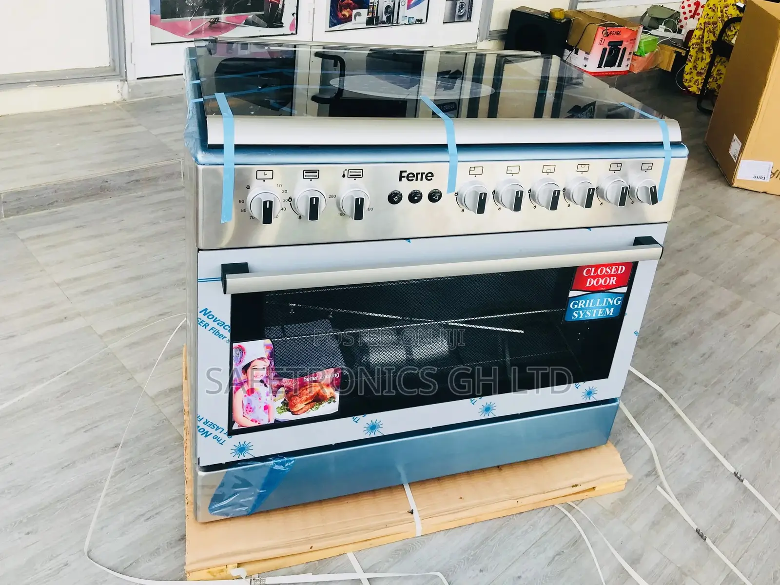 4 Gas 1 Electric Ferre Burner Gas Oven With Grill Cooker 