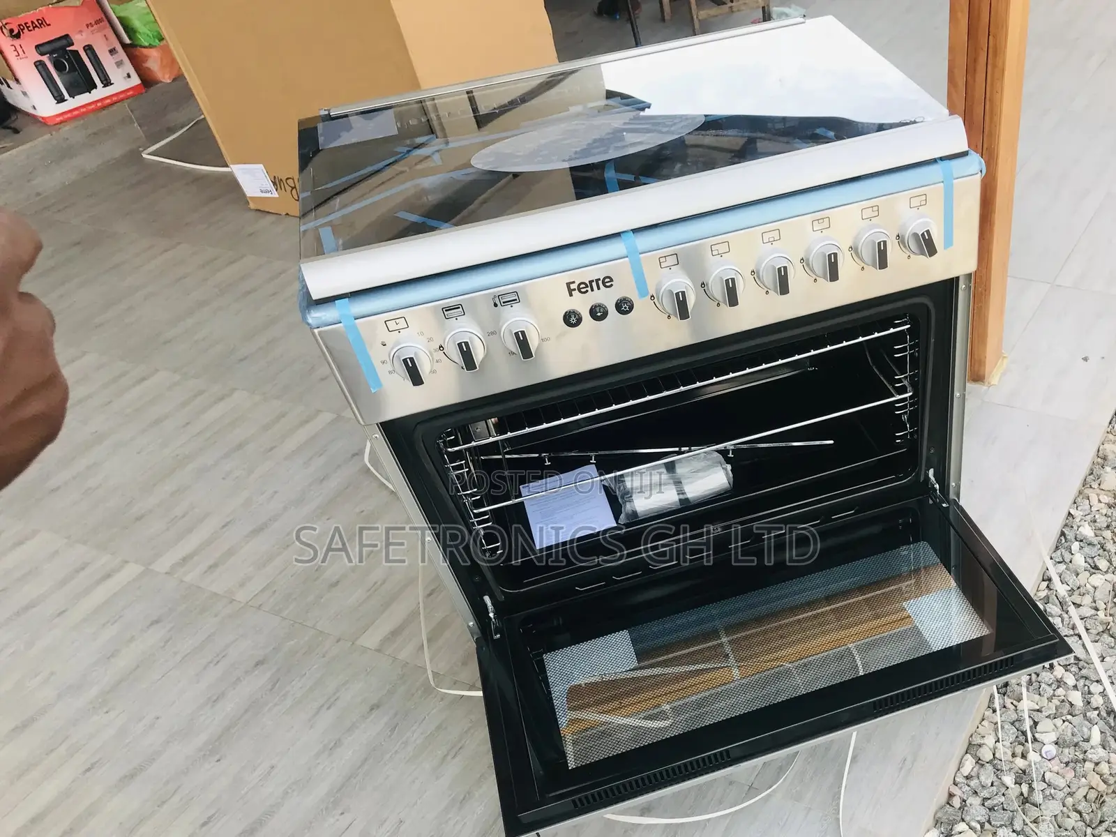 5 Gas Inox Gray Burner Ferre Oven Grill Cooker 