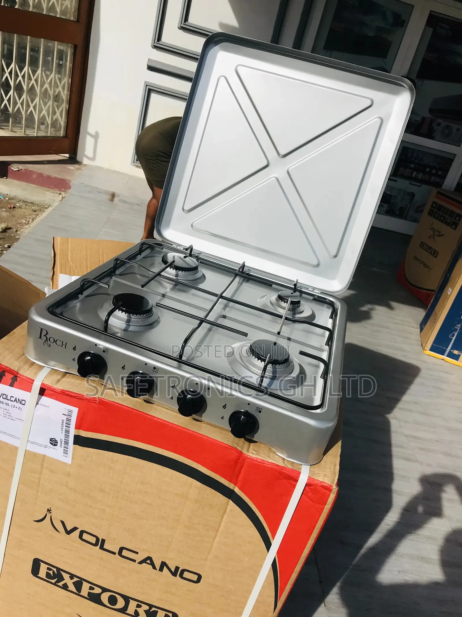 Tabletop Cooker Volcano 4 Gas Burner Stove Metallic Gray