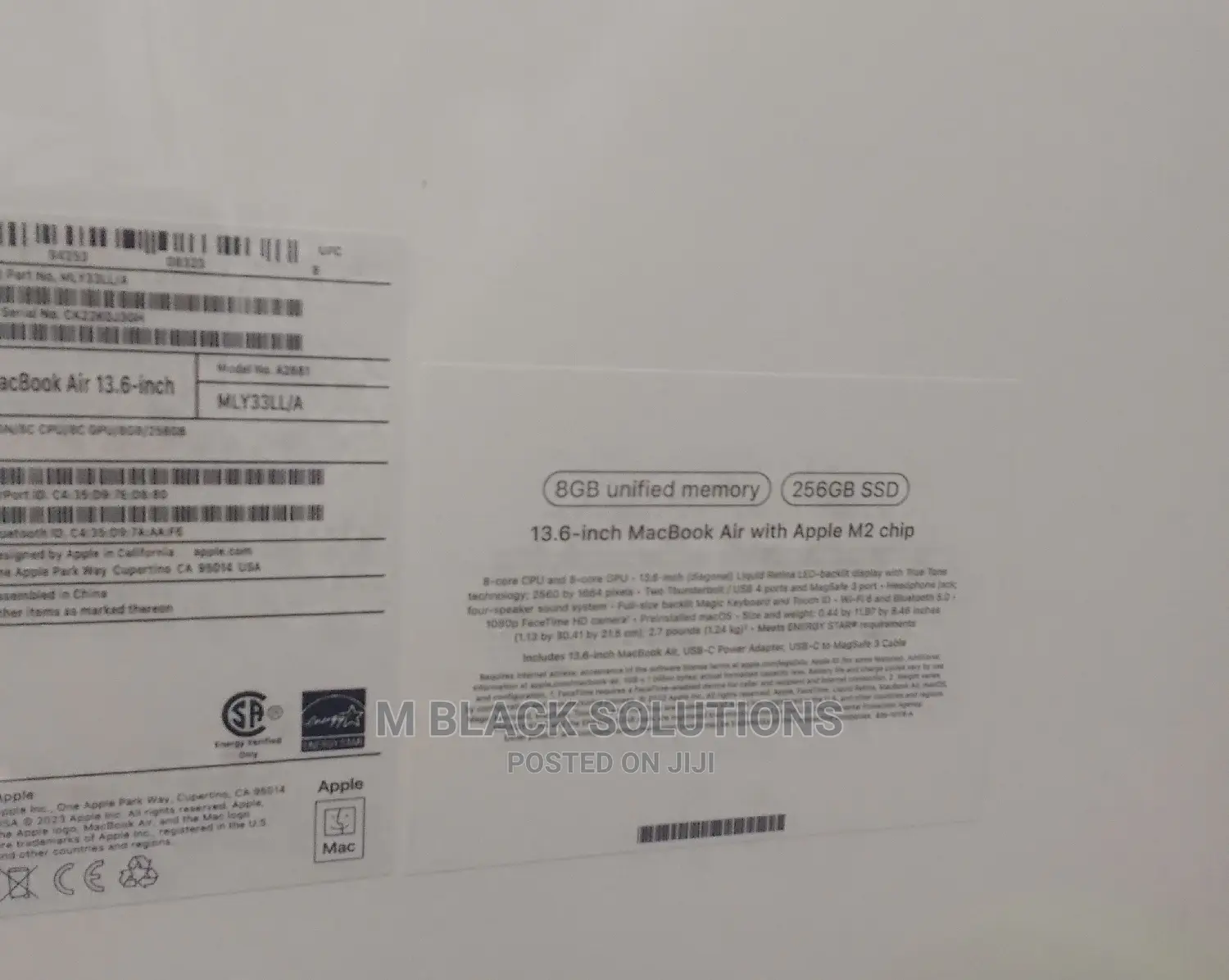 New Laptop Apple MacBook Air 2022 M2 8GB Apple M2 SSD 256GB