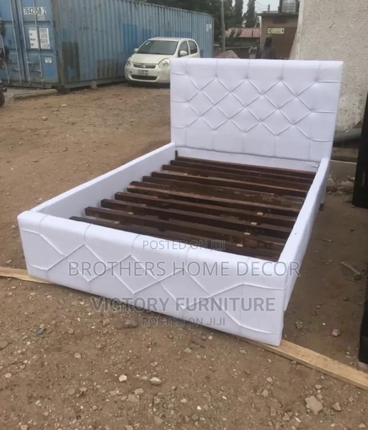 White Leather Bedframe 60x80