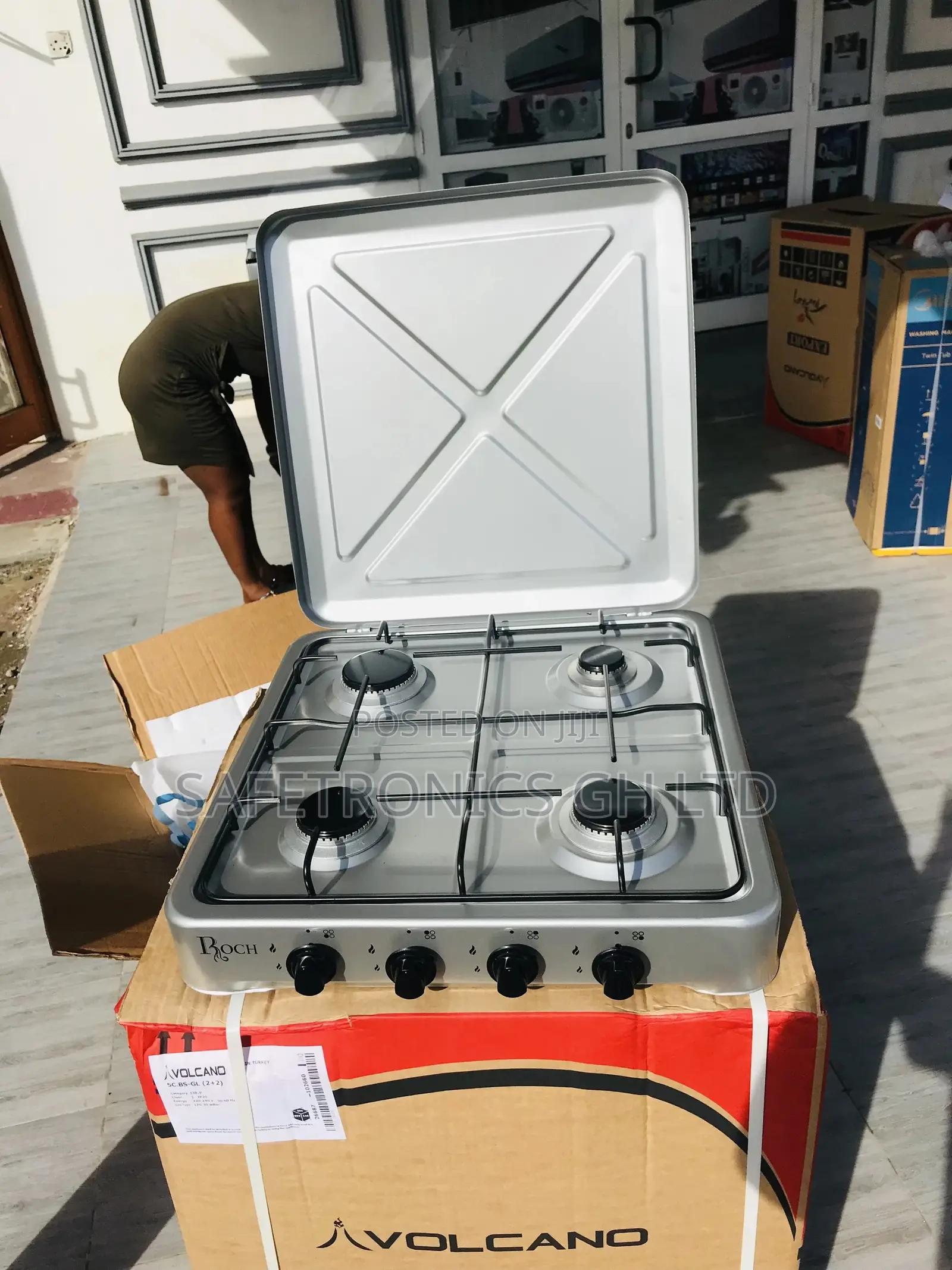 Multi Task Tabletop Volcano 4 Gas Burner Metallic Gray 