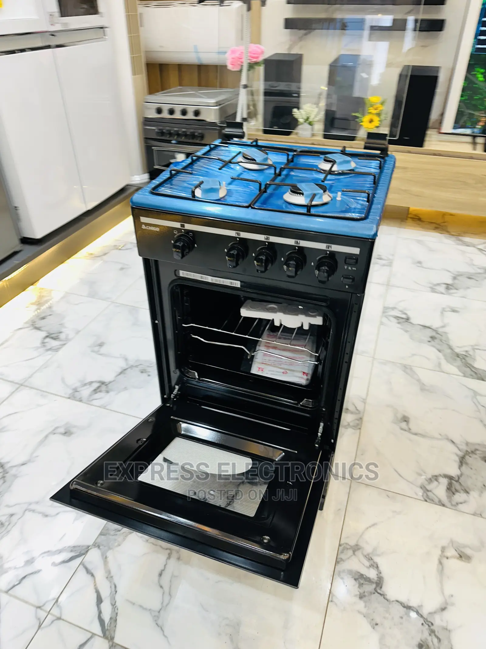 Control Panel Black 4 Burner Stand Up Gas Cooker Chigo