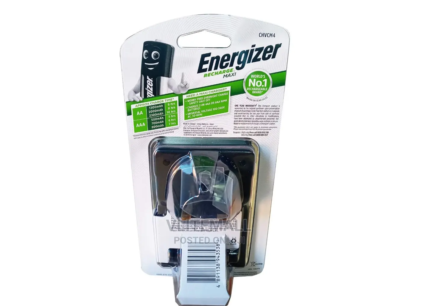 Energizer Maxi Charger With 4 Aa 2000mah Batteries