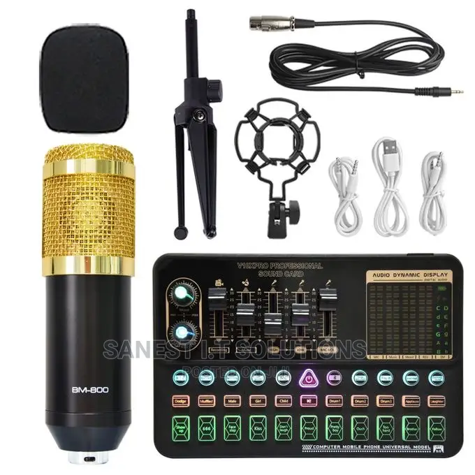 V8 Sound Card and Condenser Microphone Set