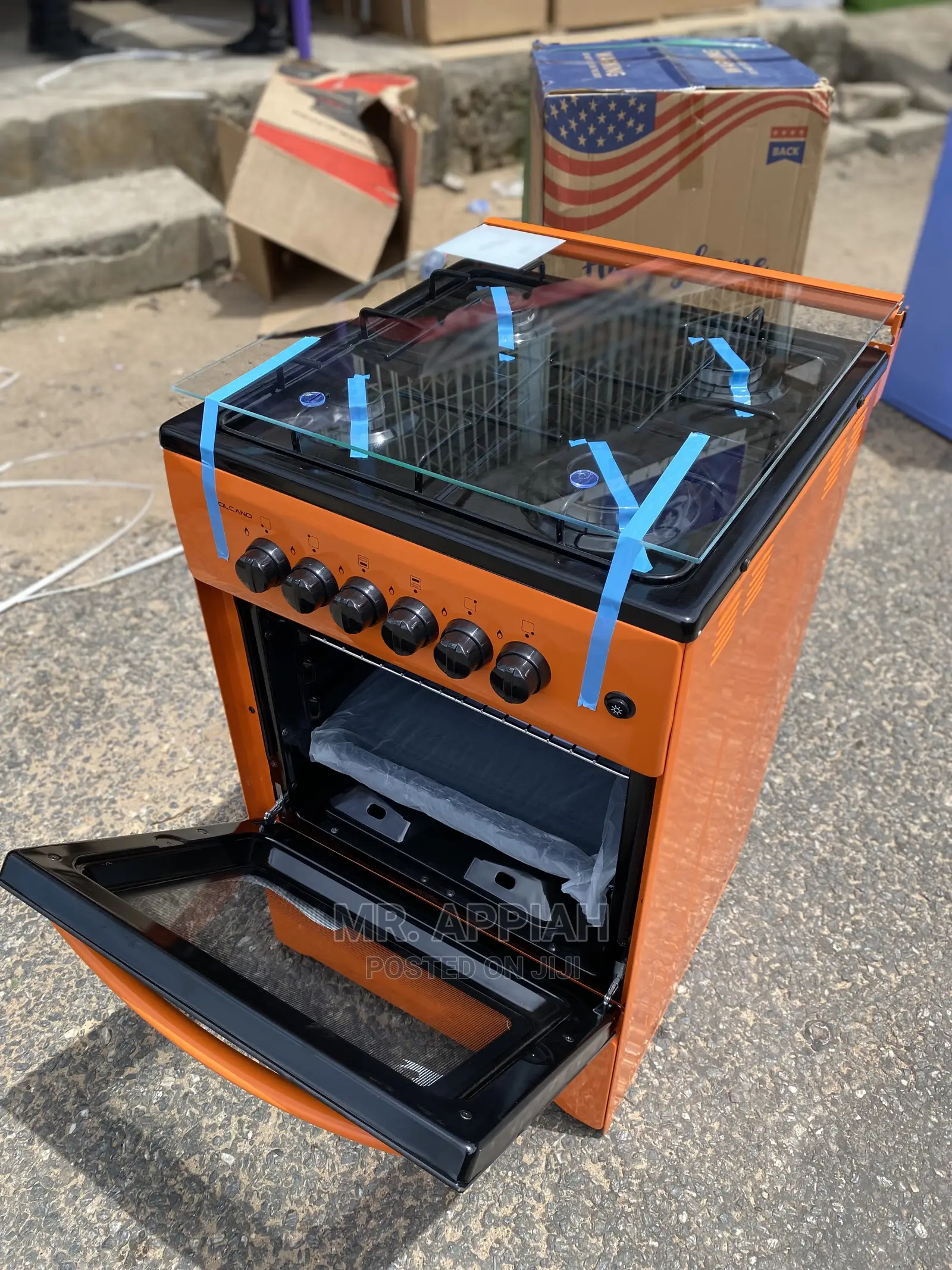 Orange 50*50cm Volcano Ferre Gas Cooker With Double Grid.