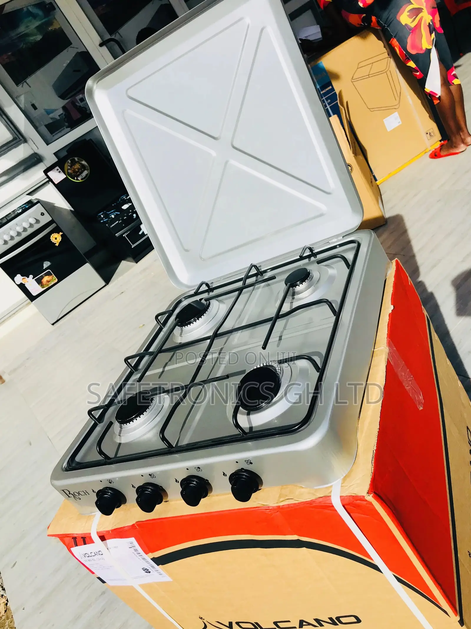 New Gas Metallic Gray Cooker 4 Burner Volcano Stove 