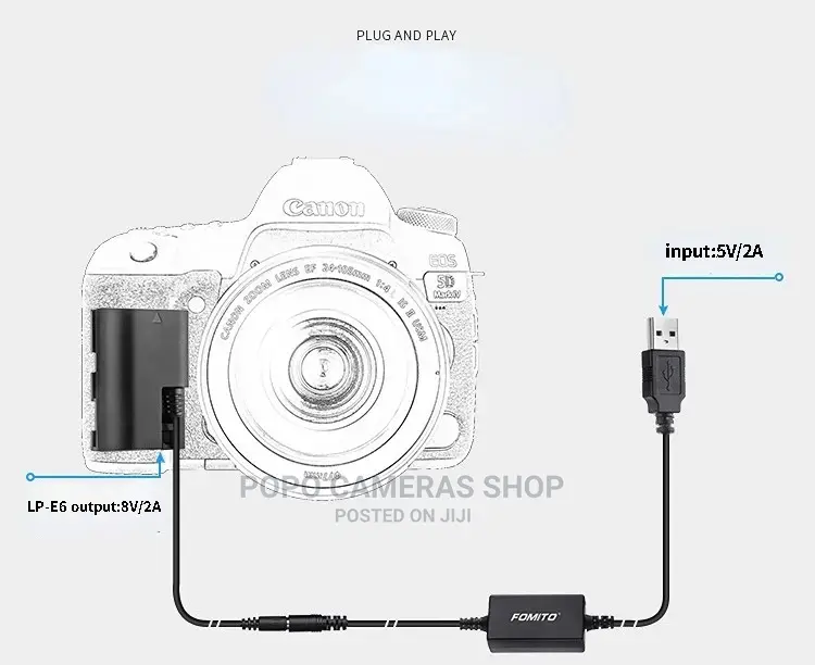 LP E6 Dummy Battery With USB