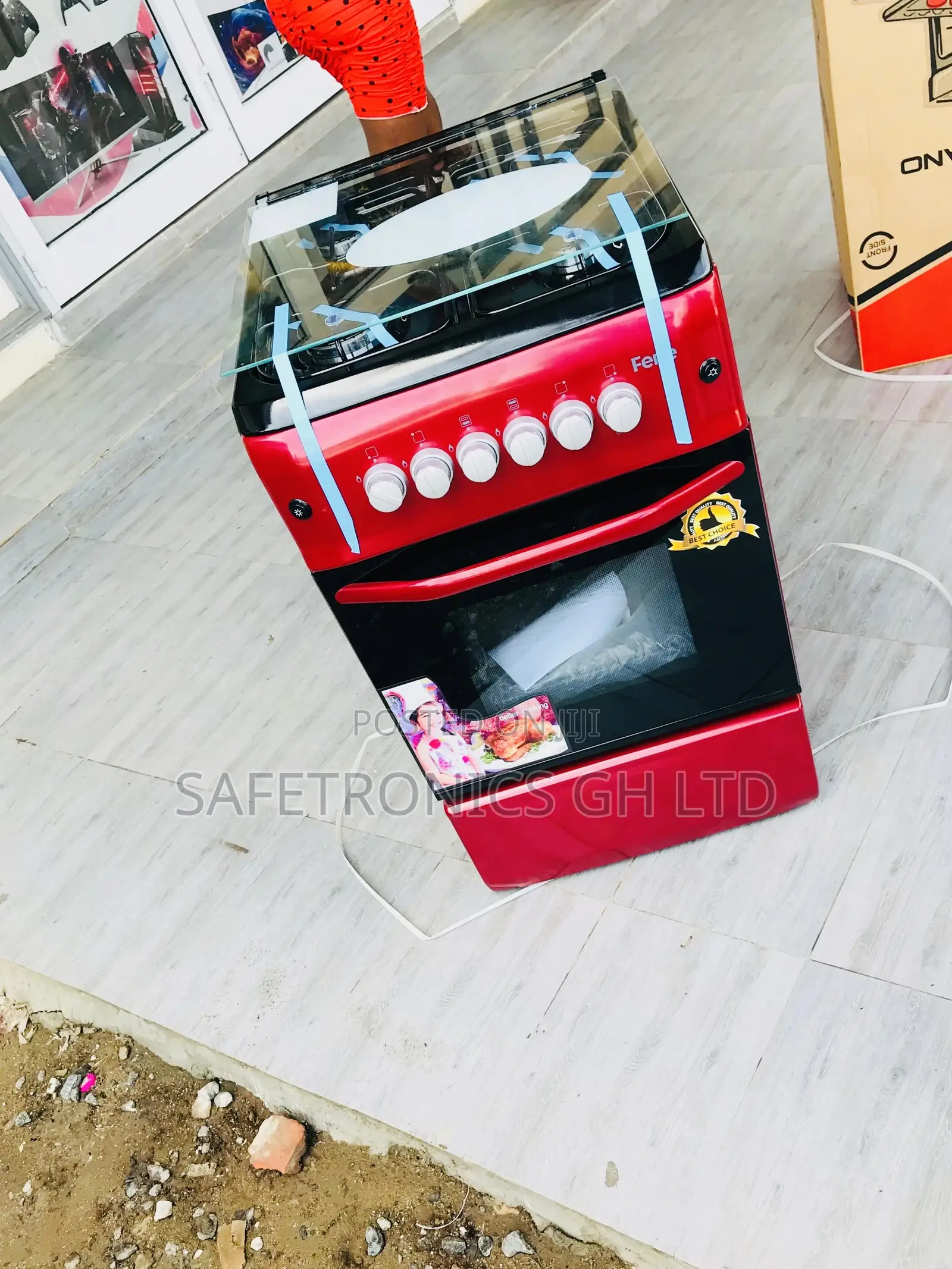 Affordable Neat Ferre Red Oven With Grill 4 Gas Burner 